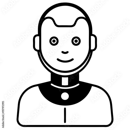 AI Assistant Icon vector silhouette black design white background