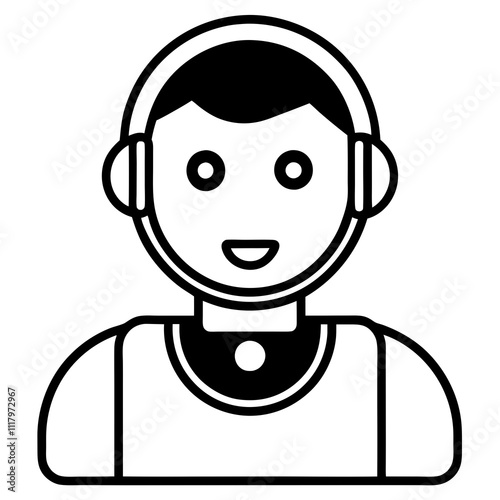 AI Assistant Icon vector silhouette black design white background