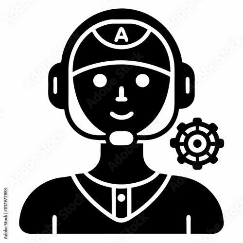 AI Assistant Icon vector silhouette black design white background