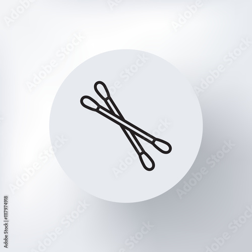 Linear icon of ear sticks in a circle on a light gray background.