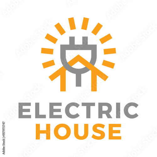 electric house flat minimalist logo design