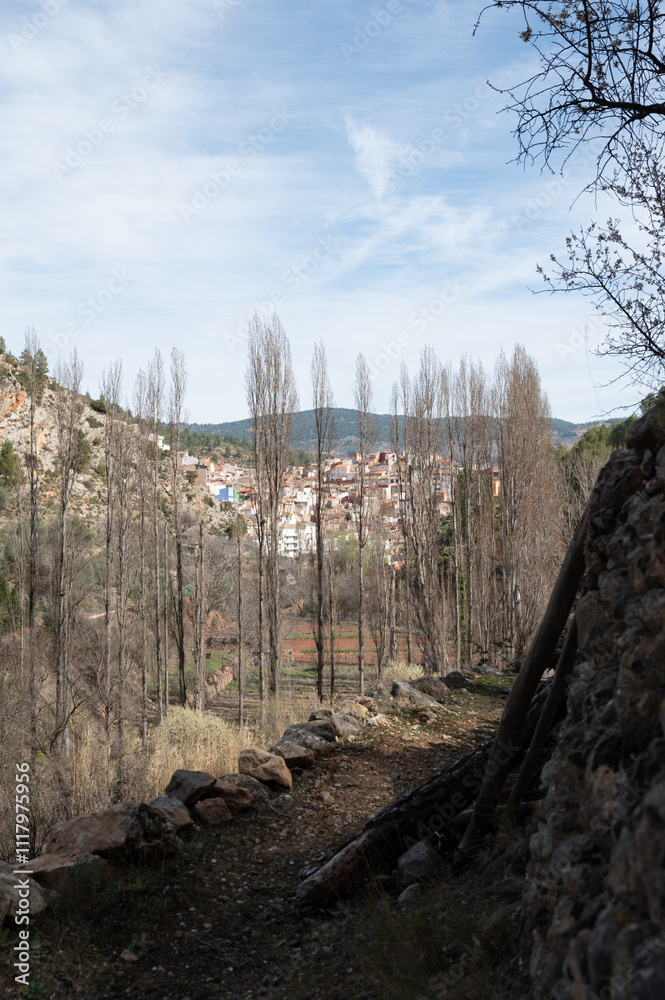 Fototapeta premium View of Bogarra village nestled in the hills of Albacete, Spain