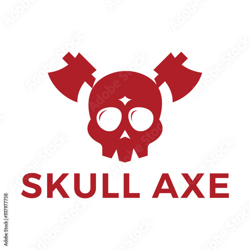 skull axe flat minimalist logo design