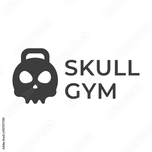 skull gym flat minimalist logo design