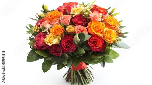 A vibrant bouquet of roses in various colors, perfect for gifting or decoration.