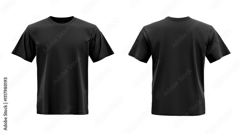 Black and white blank t-shirt clothing design. New sport unisex textile form with u neck collar for man and woman. Advertising or ads template on cloth and fashion theme Black and white blank t-shirt clothing design. New sport unisex textile form with u neck collar for man and woman. Advertising or ads template on cloth and fashion theme