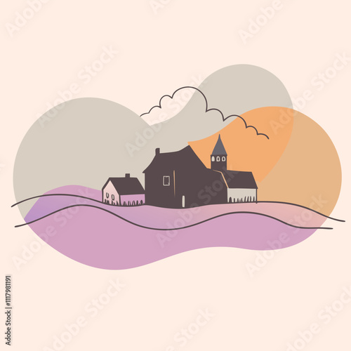 Fog in villages black vector art silhouette , white background,