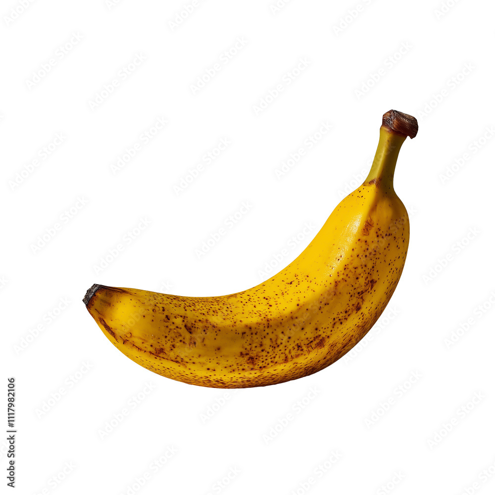 Transparent PNG Image Of a single vibrant yellow banana with natural imperfections Transparent PNG Image Of a single vibrant yellow banana with natural imperfections