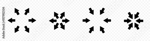 Arrows pointing outward and inward in different directions in a circle vector design