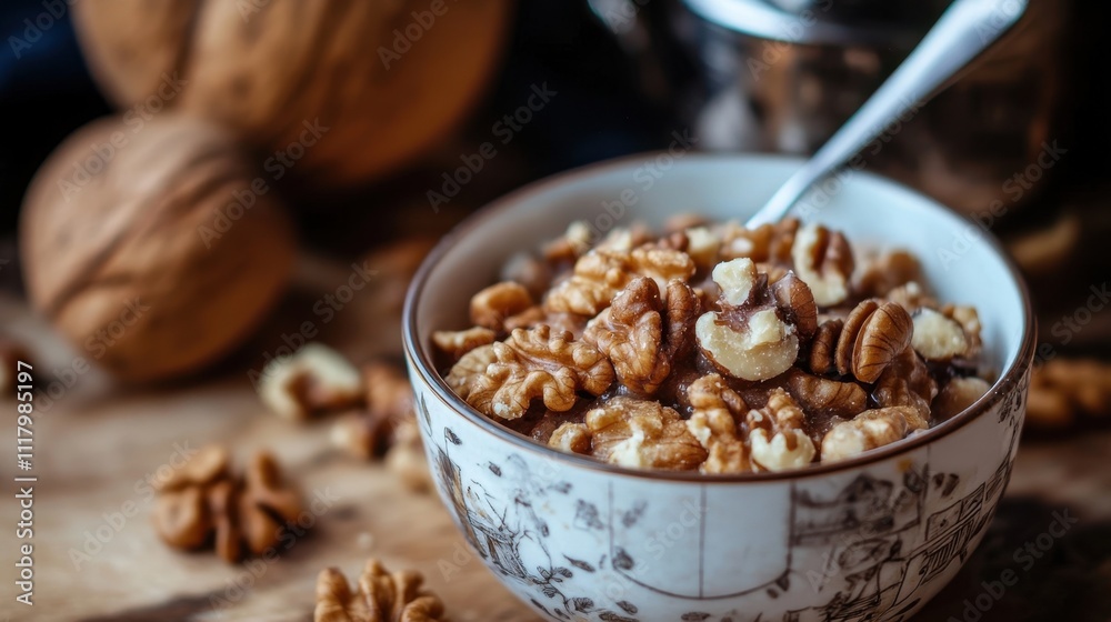 Nut-Free Charoset Bowl of fresh walnuts with rustic background Nut-Free Charoset Bowl of fresh walnuts with rustic background