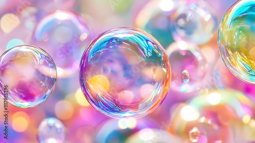 Close-up of colorful soap bubble texture 
