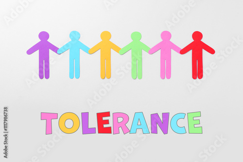 Tolerance concept. Paper human figures on light background, top view