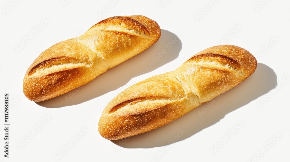 Freshly Baked Bread Loaves on White Background Freshly Baked Bread Loaves on White Background