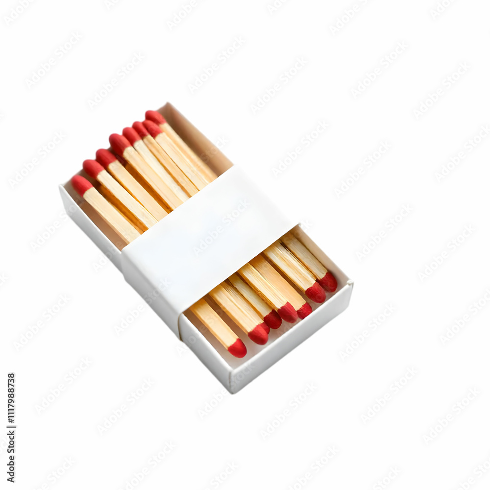 Matches in a matchbox isolated on the blank background