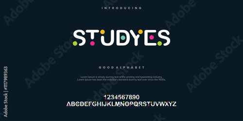 Studyes modern abstract alphabet font. Color of typography, Creative font  vector illustration.