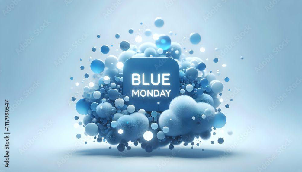 3D Blue Monday Bokeh Lights concept as Soft bokeh lights in various shades of blue creating an abstract and soothing background ideal for Blue Monday themed magazine advertisement with copy space. as 3D Blue Monday Bokeh Lights concept as Soft bokeh lights in various shades of blue creating an abstract and soothing background ideal for Blue Monday themed magazine advertisement with copy space. as