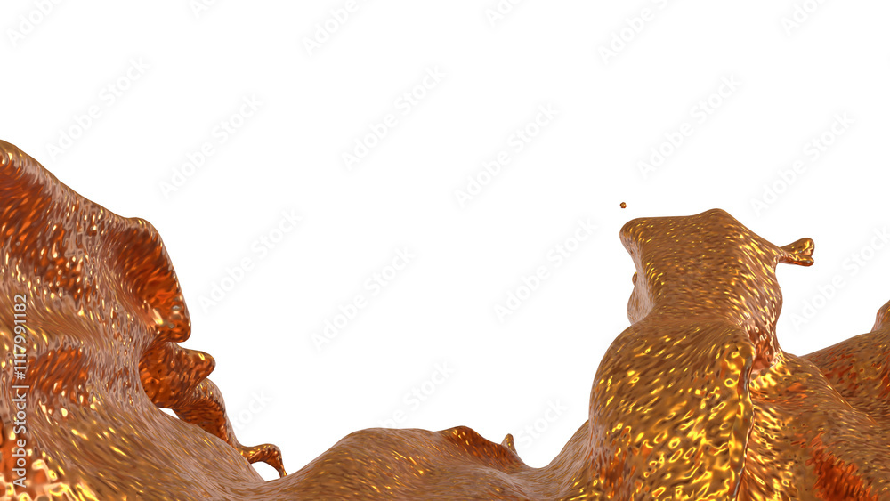 Obraz premium The copper liquid splash png image 3d rendering.