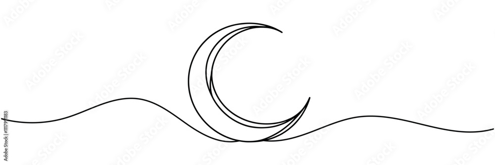 crescent moon single one continuous line illustration design. crescent moon single one continuous line illustration design.