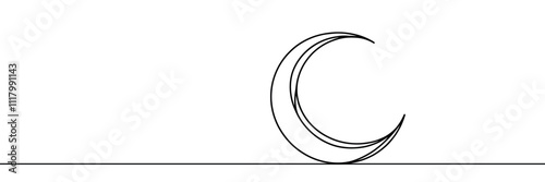 crescent moon single one continuous line illustration design.