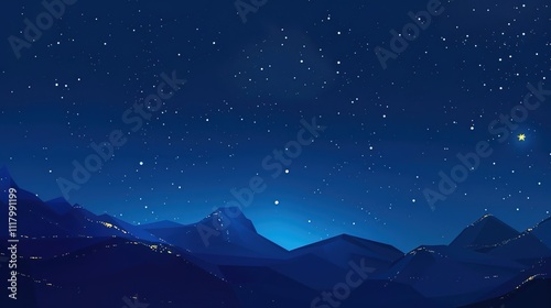 Panoramic blue night sky with milky way and stars on dark background. Fill the universe, nebulae and galaxies with noise and particles. Dark night sky.