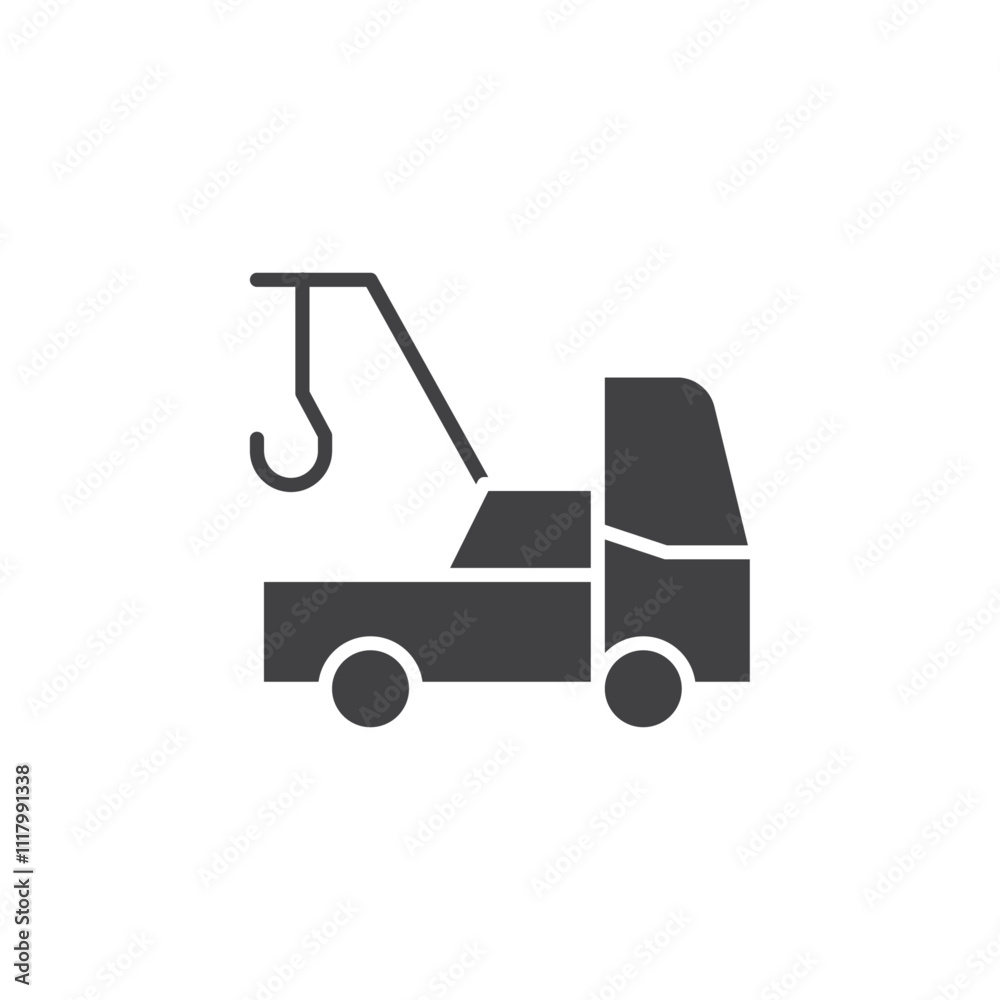 Crane truck icon flat and simple set design Crane truck icon flat and simple set design