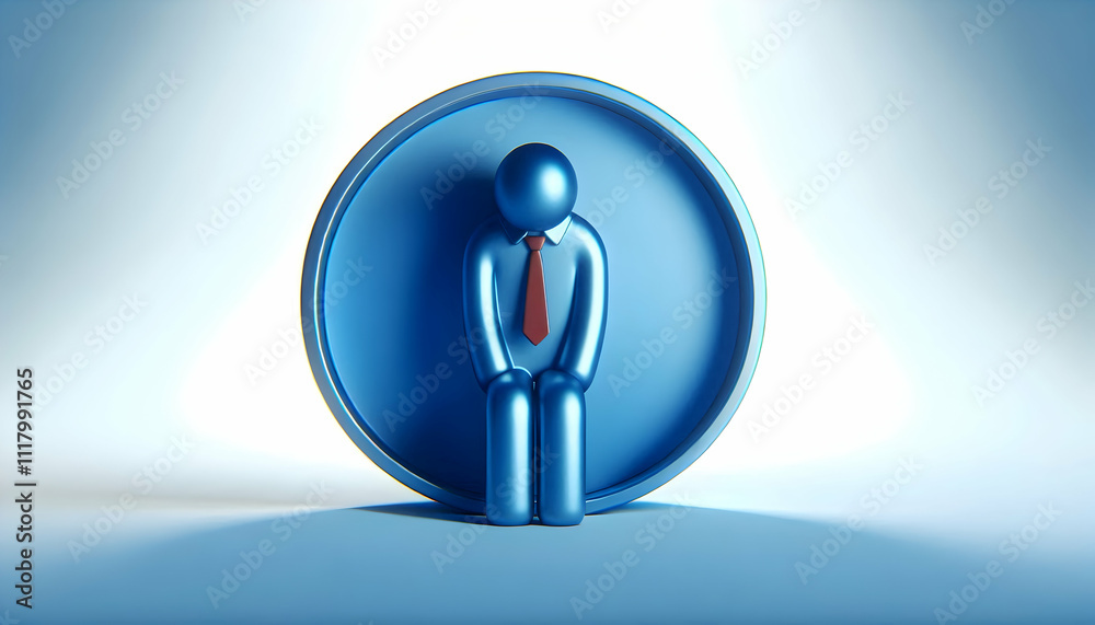 3D Blue Monday Plain Solitude concept as Plain background featuring solitary figure in blue tones symbolizing loneliness and Blue Monday emotions copy space for text. as 3D Icon isolated white backgro 3D Blue Monday Plain Solitude concept as Plain background featuring solitary figure in blue tones symbolizing loneliness and Blue Monday emotions copy space for text. as 3D Icon isolated white backgro
