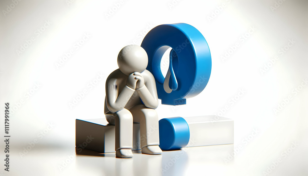 3D Blue Monday Reflective Pause concept as Individual taking a reflective pause at work showing signs of contemplation and sadness on Blue Monday suitable for magazine advertisement with copy space. a 3D Blue Monday Reflective Pause concept as Individual taking a reflective pause at work showing signs of contemplation and sadness on Blue Monday suitable for magazine advertisement with copy space. a