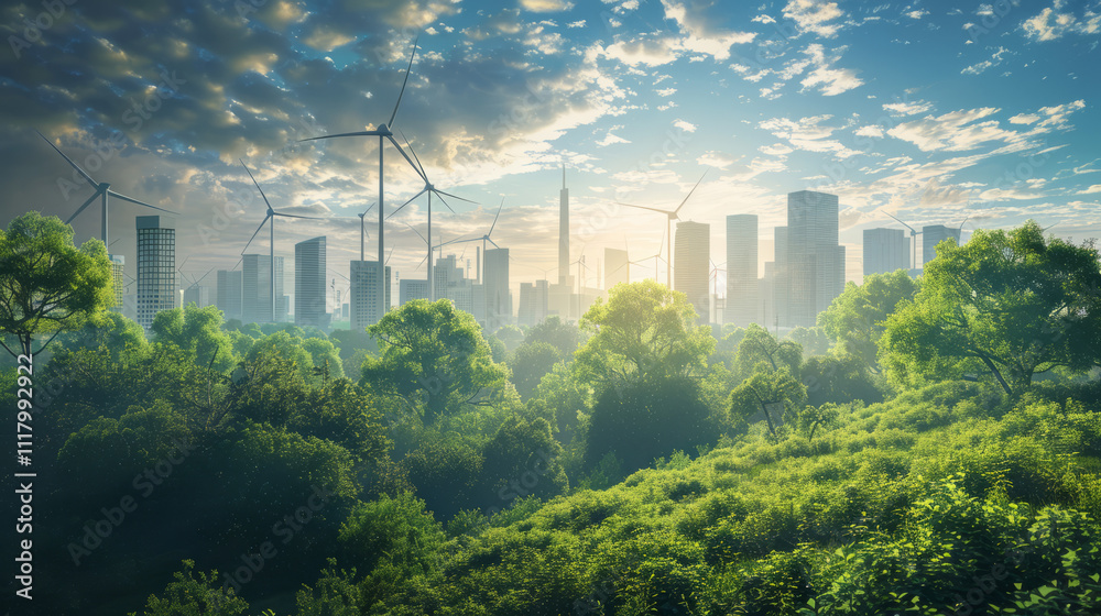 Sustainable energy concept.renewable electricity and fuel. Clean energy management for future environment Sustainable energy concept.renewable electricity and fuel. Clean energy management for future environment