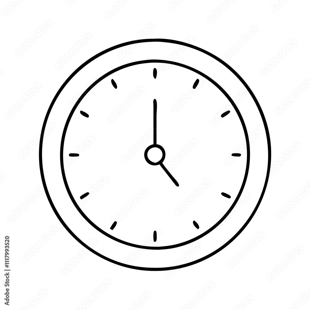 clock at midnight icon, new year illustration, new year icon - simple black line art of clock at midnight, symbolizing new year celebrations. new year vector.