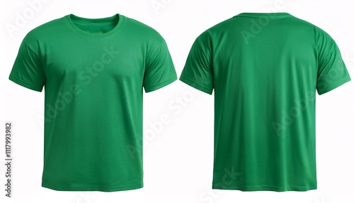 Plain green T-shirt front and back view