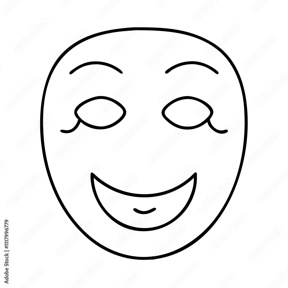 happy face mask icon, new year illustration, new year icon - simple black line art of happy face mask, symbolizing new year celebrations. new year vector. happy face mask icon, new year illustration, new year icon - simple black line art of happy face mask, symbolizing new year celebrations. new year vector.