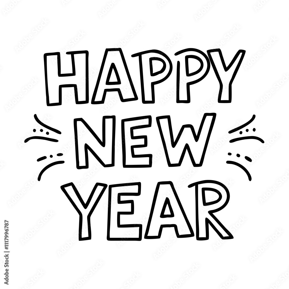 happy new year text icon, new year illustration, new year icon - simple black line art of happy new year text, symbolizing new year celebrations. new year vector. happy new year text icon, new year illustration, new year icon - simple black line art of happy new year text, symbolizing new year celebrations. new year vector.
