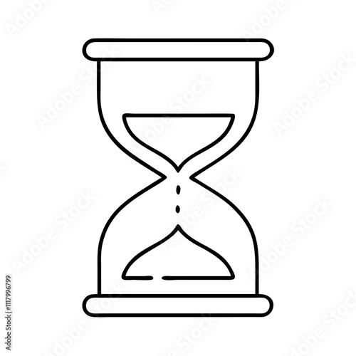 hourglass icon, new year illustration, new year icon - simple black line art of hourglass, symbolizing new year celebrations. new year vector.