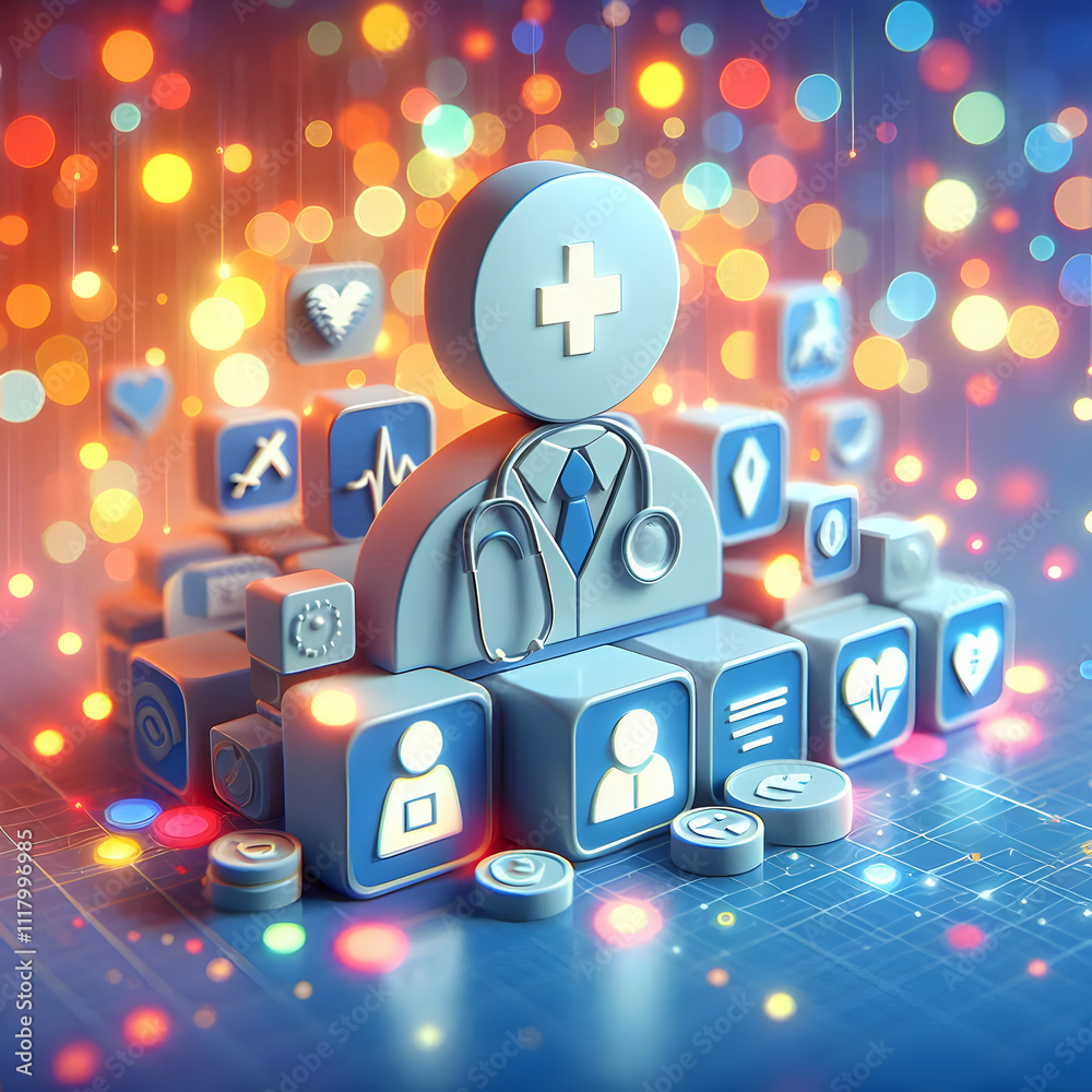 3D Bokeh telemedicine digital health communication copy space concept as Digital health communication tools for telemedicine displayed on smartphones and tablets against a vibrant bokeh background emp 3D Bokeh telemedicine digital health communication copy space concept as Digital health communication tools for telemedicine displayed on smartphones and tablets against a vibrant bokeh background emp