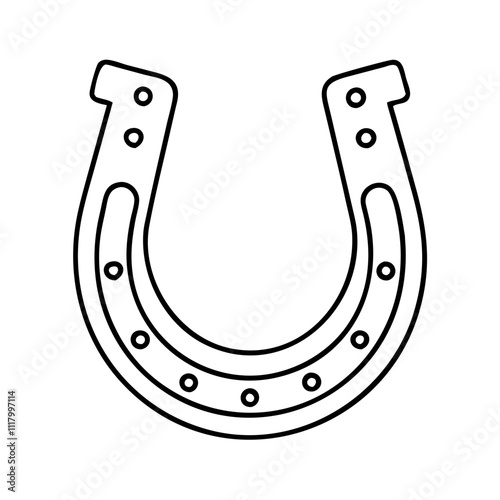 lucky horseshoe icon, new year illustration, new year icon - simple black line art of lucky horseshoe, symbolizing new year celebrations. new year vector.