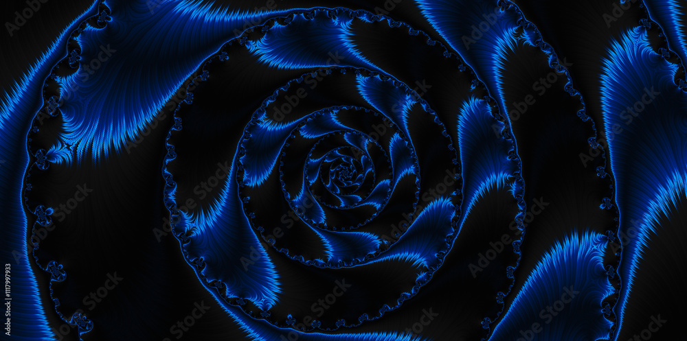 Obraz premium Blue texture abstract circle tunnel background. Big data, speed backdrop