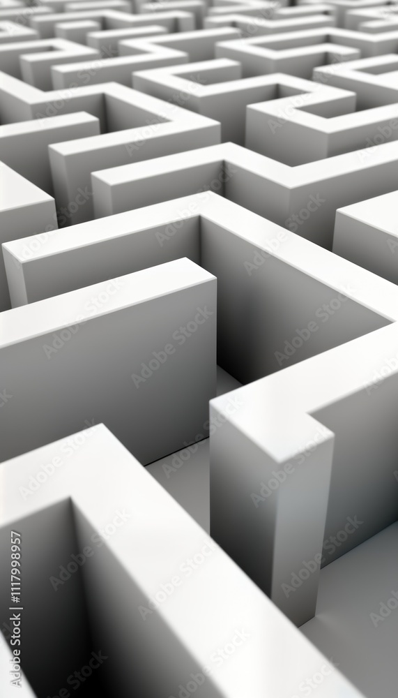 Complex 3D maze with high contrast. Abstract design. Illustrative symbol of challenge, problem solving. Geometric shapes create puzzle. Labyrinthine structure. Design idea for game concept art. Complex 3D maze with high contrast. Abstract design. Illustrative symbol of challenge, problem solving. Geometric shapes create puzzle. Labyrinthine structure. Design idea for game concept art.