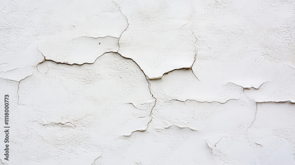 Fototapeta premium Detailed White Wall Texture with Cracked Surface Suitable for Backgrounds and Personalization in Creative Projects