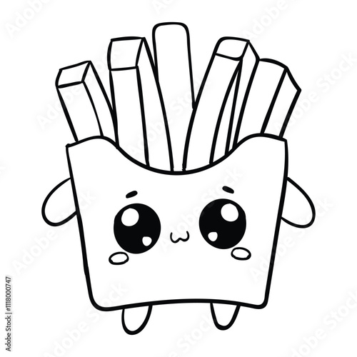 Hand drawing style of cute french fries character vector. It is suitable for food icon, sign or symbol.