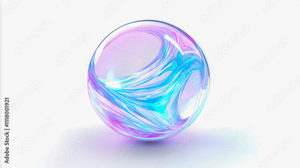 Futuristic Abstract White Glass Sphere with Blue and Purple Lines, Holographic Elements on White Background – High-Quality Render. Futuristic Abstract White Glass Sphere with Blue and Purple Lines, Holographic Elements on White Background – High-Quality Render.
