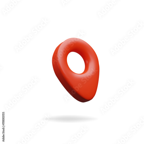 3d render red pin position on the map. Mark location on the cartography. Vector illustration three dimensional internet navigation. Direction tags address. Road point symbol for travel. Delivery info