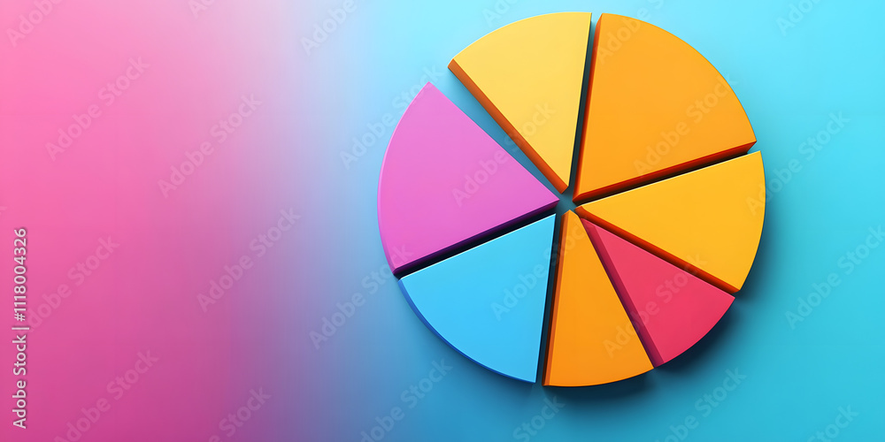 Vibrant colorful pie chart with gradient background Vibrant colorful pie chart with gradient background