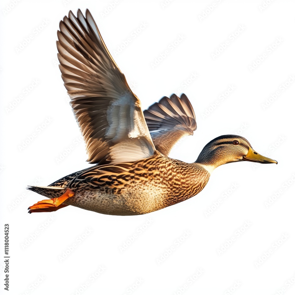 A side profile of a duck running, depicted on a transparent background, created by Stock.
