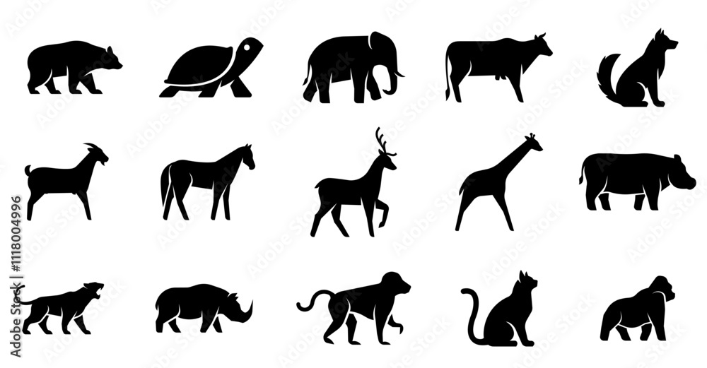 Obraz premium Animals logos collection. Animal logo set. Geometrical abstract logos. Icon design