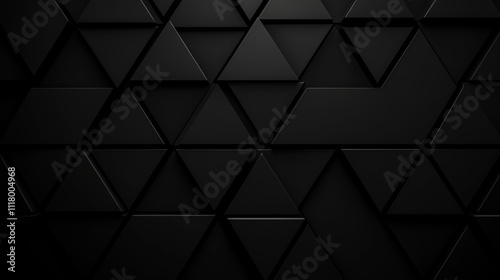 Futuristic high-tech wall with triangular block structure and textured triangle tile pattern on a dark background.
