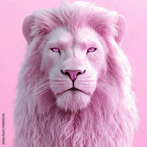 An animal king in pink. Light pink backdrop. Artistic illustration. Stock photo. photo