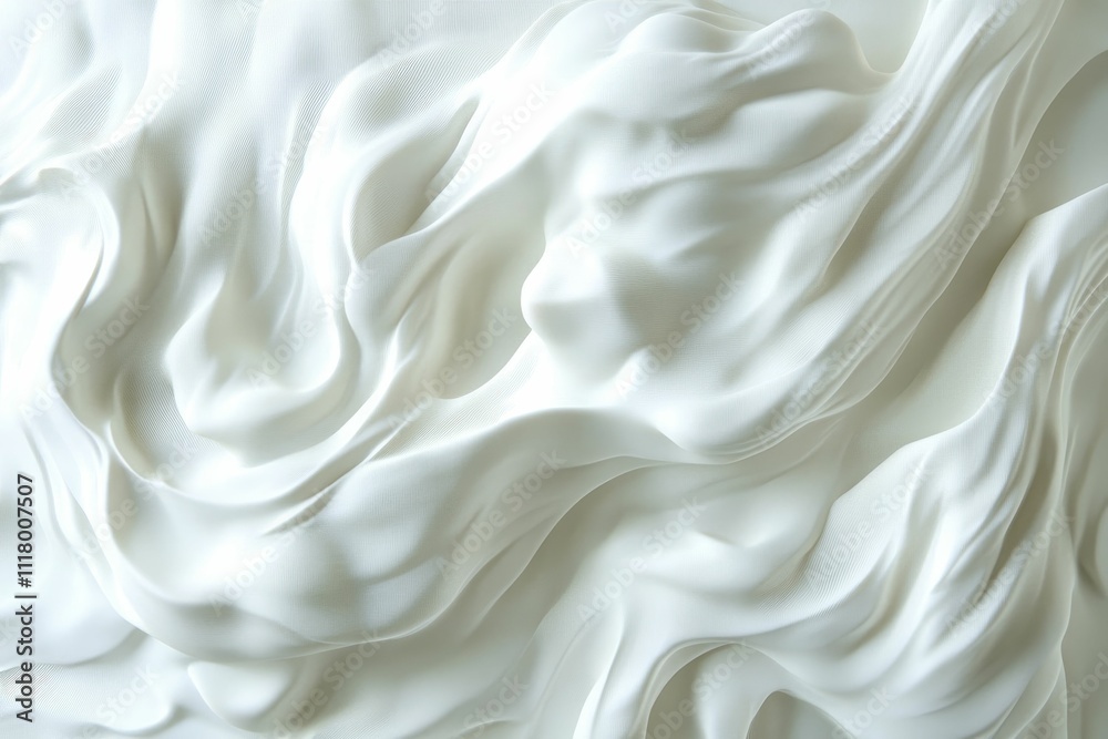 Fototapeta premium Creamy white fabric, soft folds, flowing texture.