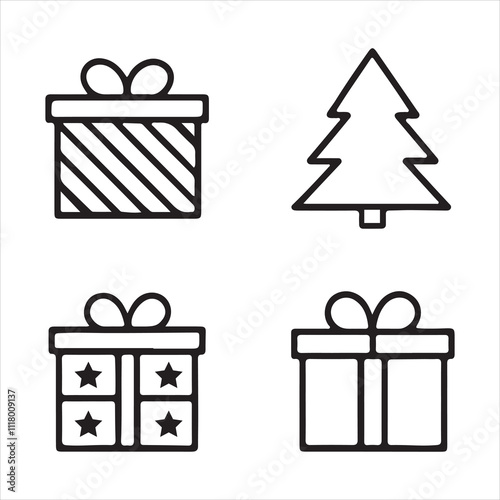 Christmas vector flat illustration set