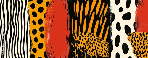Wild and vibrant geometric safari animal print patterns.