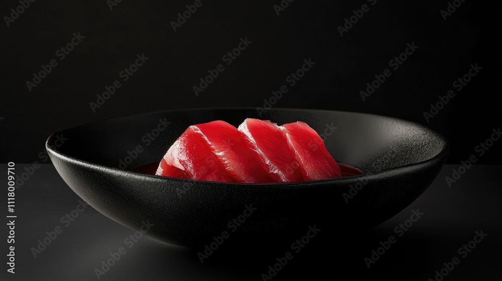 Fresh Tuna Sashimi on Elegant Black Dish Fresh Tuna Sashimi on Elegant Black Dish